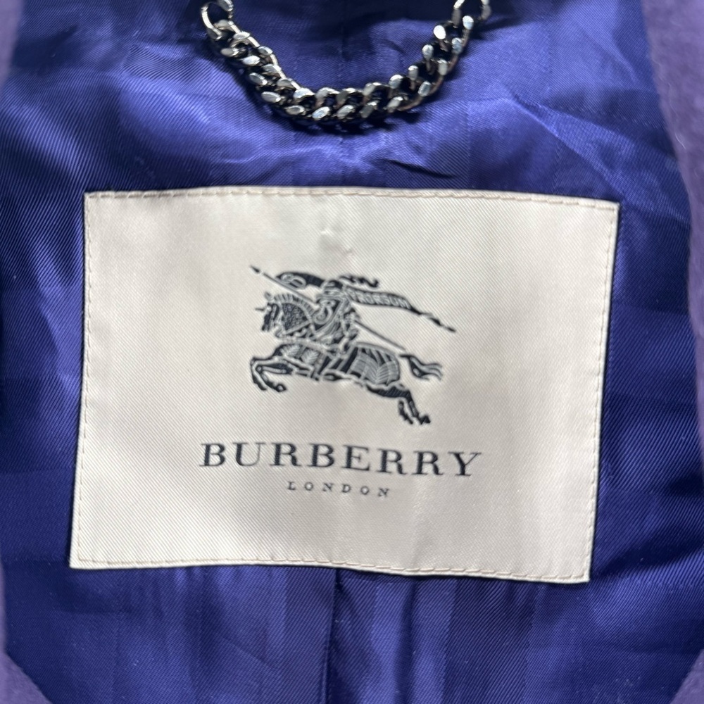 Burberry eggplant Wool cashmere Blend Double-Breasted Peacoat sz4 - Picture 2 of 10